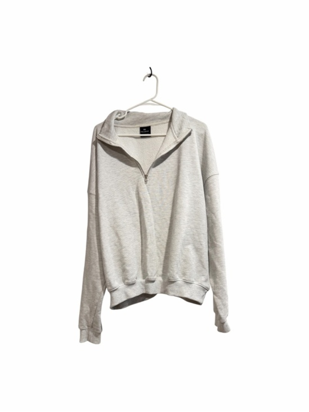 Pull & Bear Quarter Zip Sweatshirt Size M Light Gray Oatmeal 73% Cotton Fleece